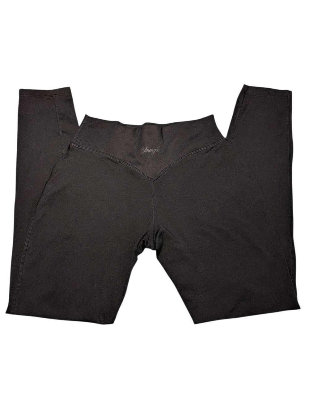 YoungLA Women's Black V-Waist High-Rise Leggings